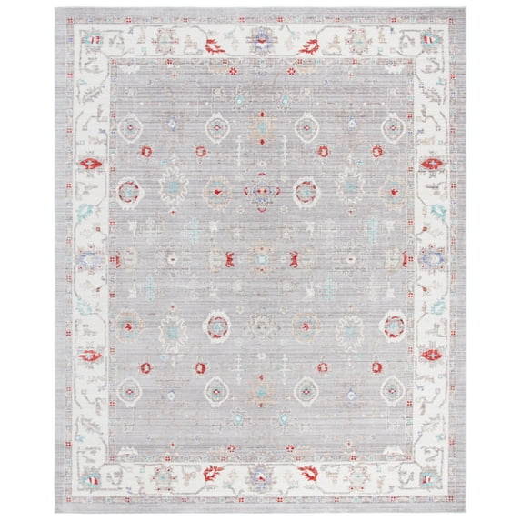 SAFAVIEH Windsor Harland Traditional Area Rug, Light Grey/Ivory, 9' x 13'