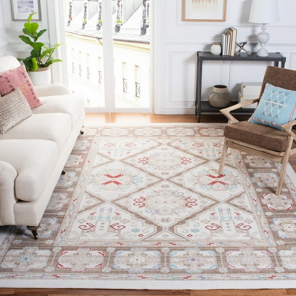 SAFAVIEH Windsor Leandre Traditional Area Rug, Ivory/Brown, 5' x 7'