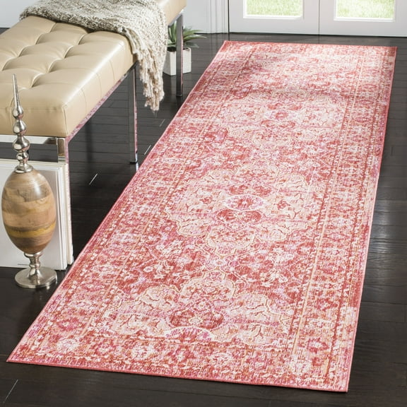 SAFAVIEH Windsor Malvina Traditional Runner Rug, Rose/Red, 3' x 10'