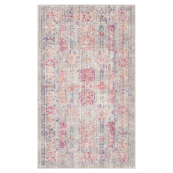 SAFAVIEH Windsor Marsan Traditional Area Rug, Grey/Fuchsia, 6' x 6' Square