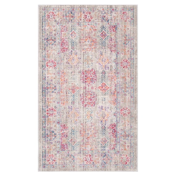 SAFAVIEH Windsor Marsan Traditional Runner Rug, Grey/Fuchsia, 3' x 8'