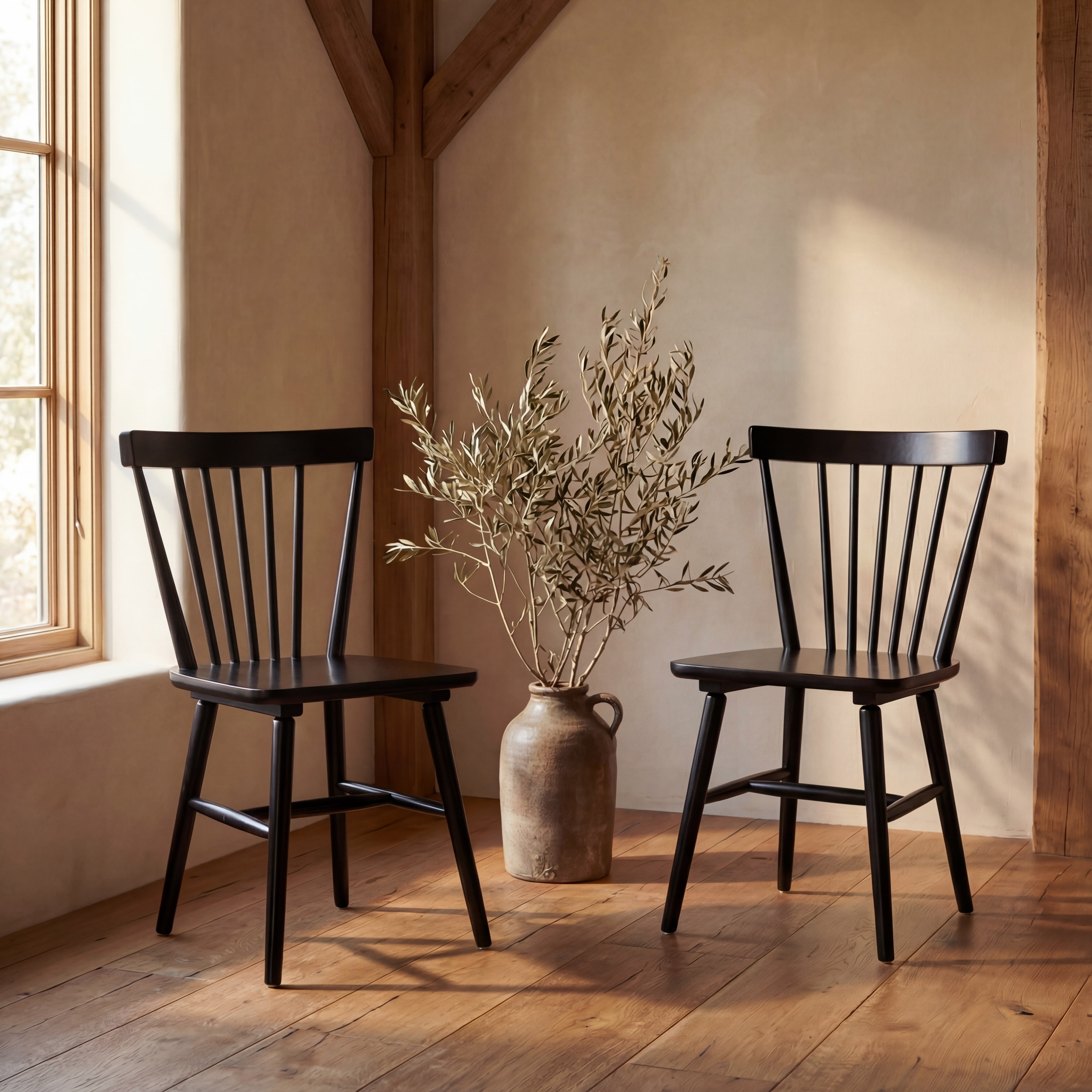 SAFAVIEH Winona Spindle Back Dining Chair, Black, Set of 2