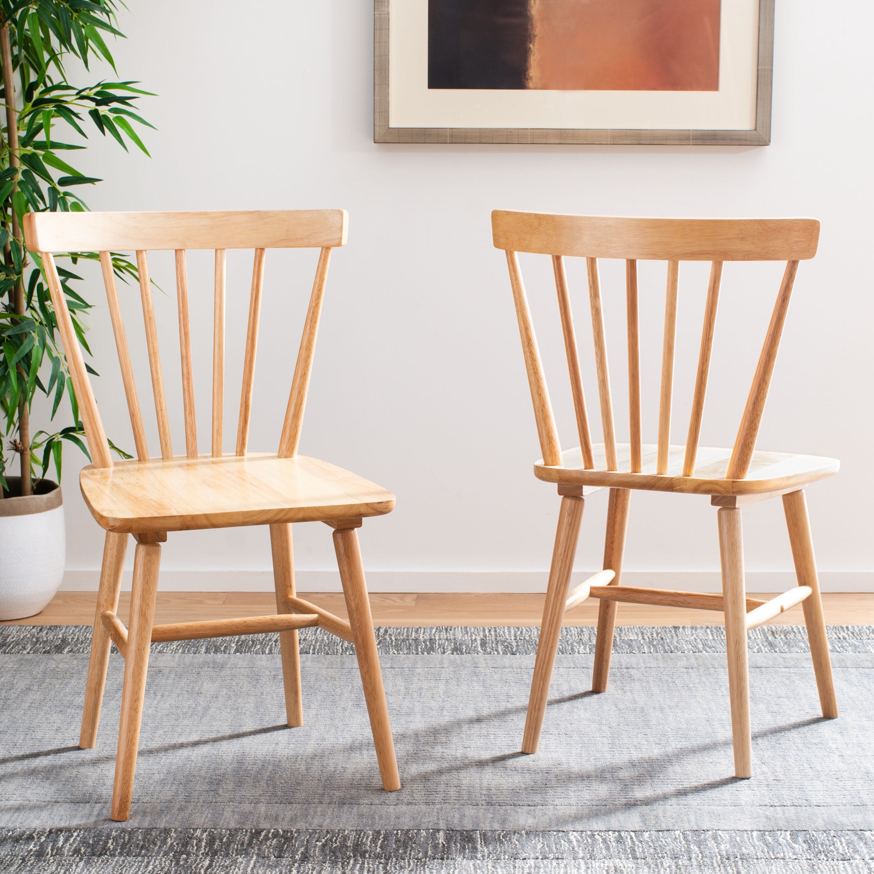 Winona Transitional Natural Brown Wood High Slat Dining Chair