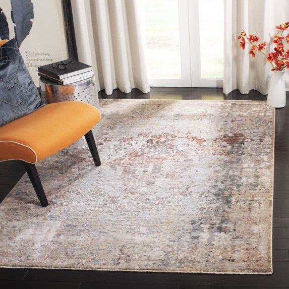 SAFAVIEH Winston Karena Abstract Overdyed Polyester Area Rug, Grey/Rust, 5' x 8'