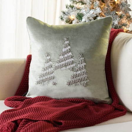 SAFAVIEH Winter Tree Pillow, 18" x 18", Silver