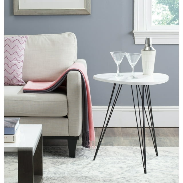 SAFAVIEH Wolcott Retro Mid-Century Lacquer Side Table, White/Black