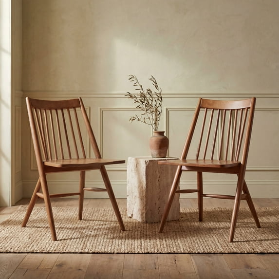 SAFAVIEH Wren Spindle Dining Chair, Walnut, Set of 2 (21 in. W x 21.9 in. D x 33.7 in. H)