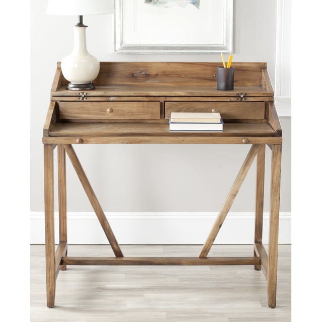 SAFAVIEH Wyatt Industrial Rustic Writing Desk w/ Pull Out, Oak