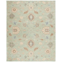 SAFAVIEH Wyndham Bernica Floral Wool Area Rug, Light Green, 7' x 7' Round