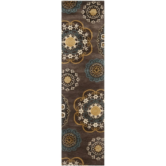 SAFAVIEH Wyndham Brendanus Floral Runner Rug, Eggplant/Multi, 2'3" x 9'