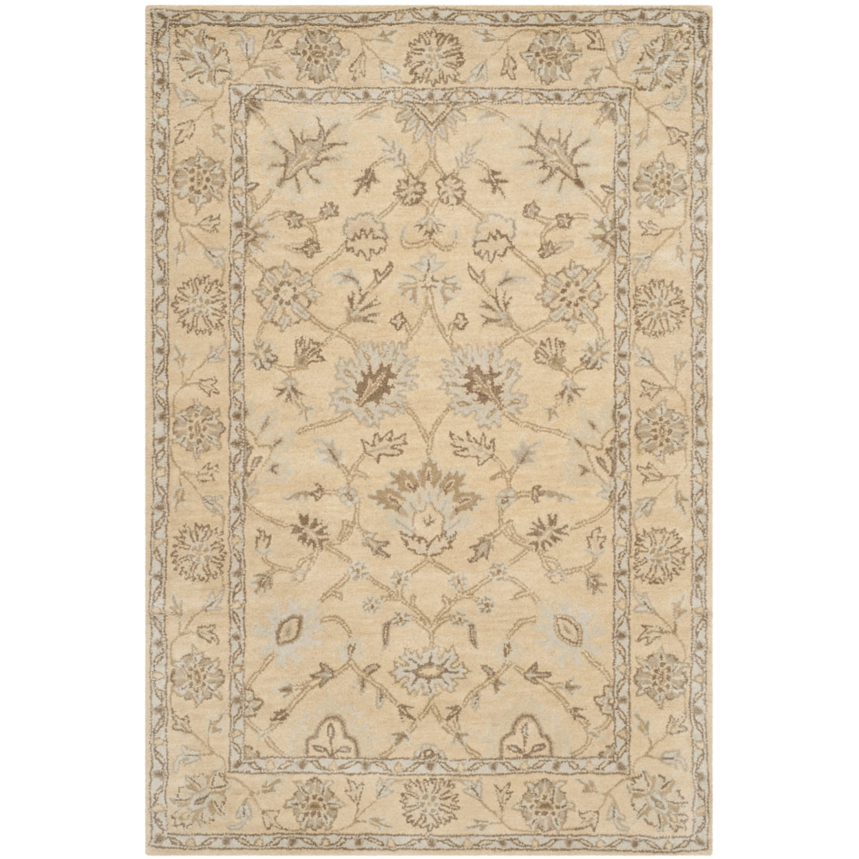 Ivory and Light Gold Hand-Tufted Wool Area Rug 4' x 6'