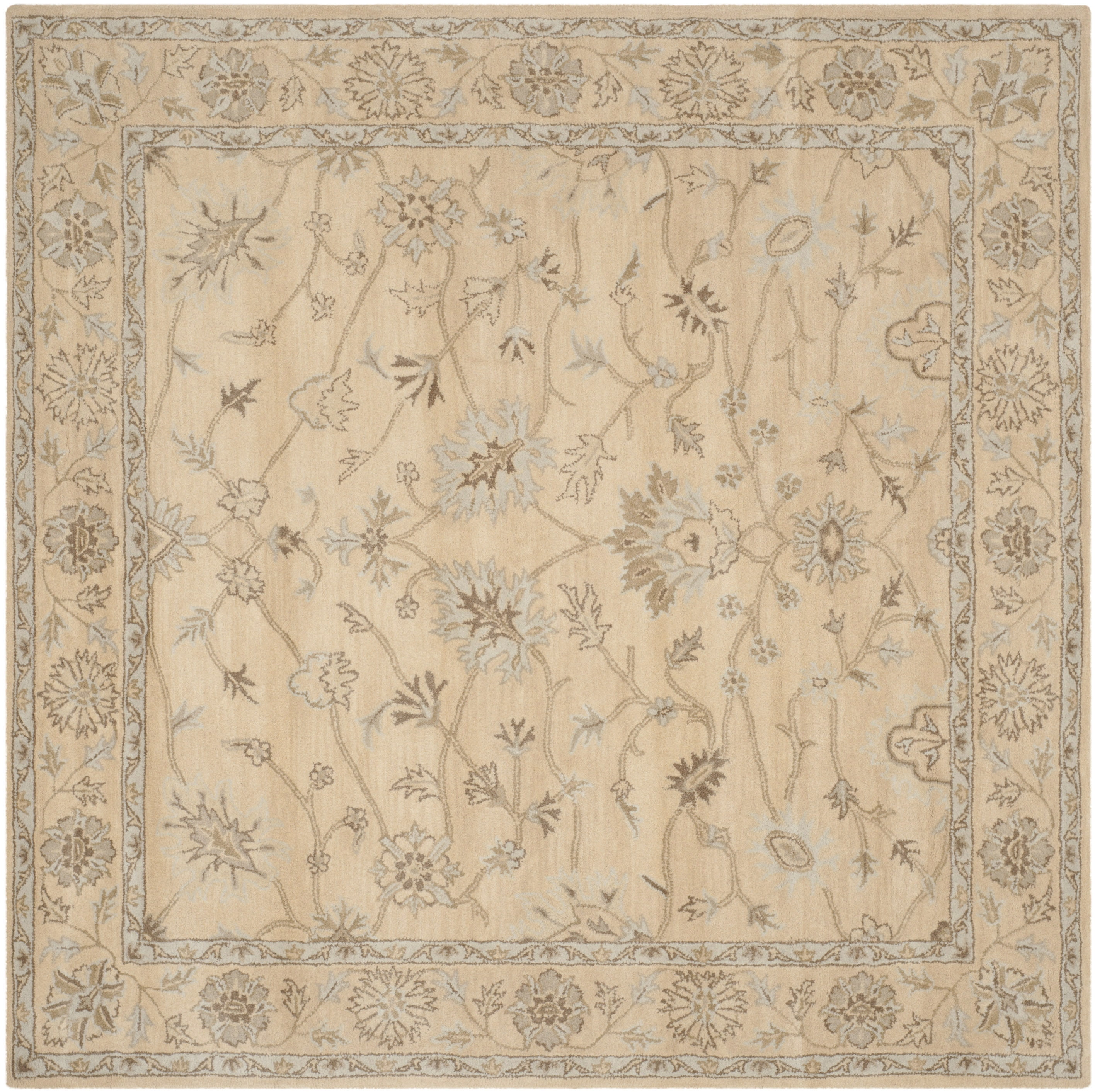 Handmade Wyndham Wool Square Tufted Rug in Light Gold - 7'x7'