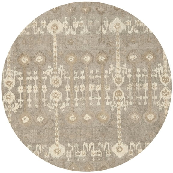 SAFAVIEH Wyndham Deborah Geometric Wool Area Rug, Natural/Multi, 7' x 7' Round