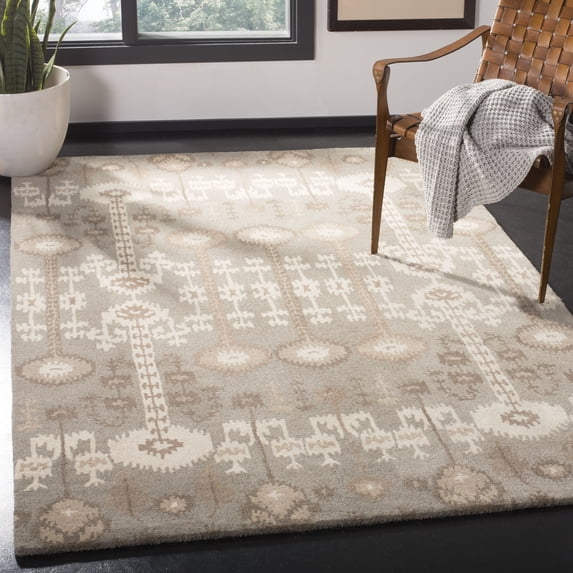 SAFAVIEH Wyndham Deborah Geometric Wool Area Rug, Natural/Multi, 7' x 7' Square