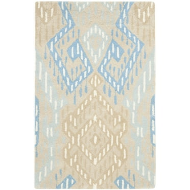 SAFAVIEH Wyndham Donella Geometric Wool Area Rug, Beige/Blue, 2'6" x 4'
