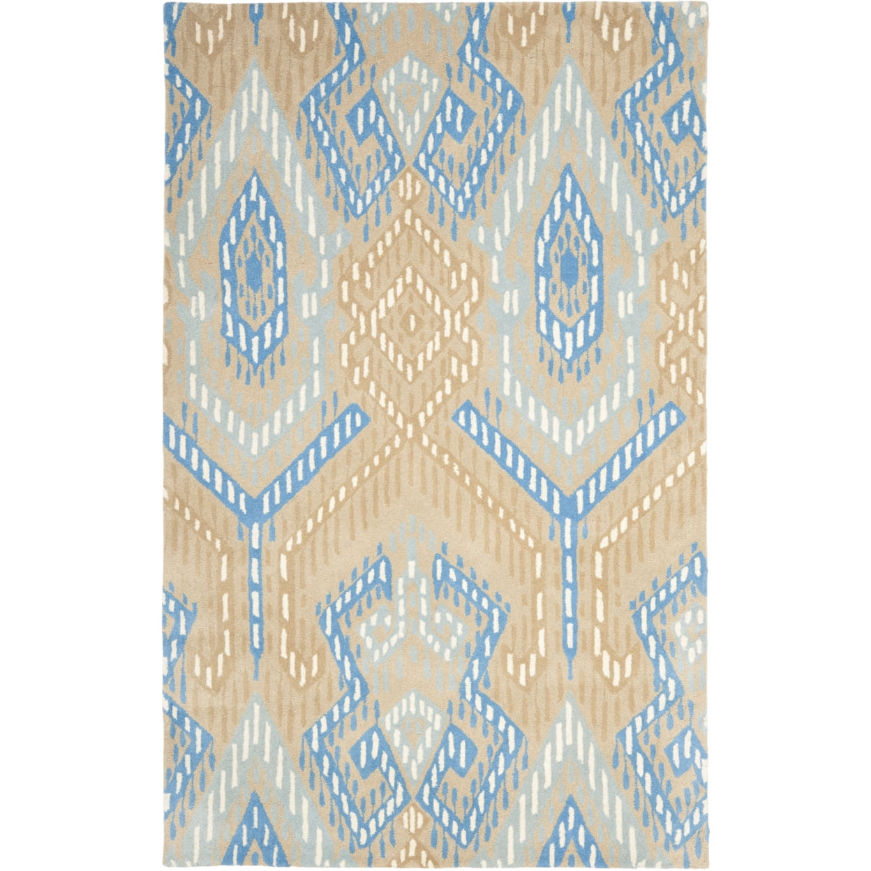 Hand-Tufted Artisan Blue Wool Rectangular Area Rug - 5' x 8'