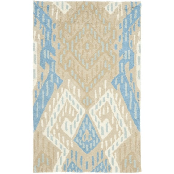 SAFAVIEH Wyndham Donella Geometric Wool Area Rug, Blue/Ivory, 2'6" x 4'