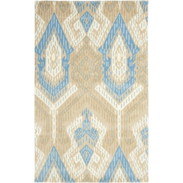 SAFAVIEH Wyndham Donella Geometric Wool Area Rug, Blue/Ivory, 5' x 8'