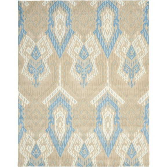 SAFAVIEH Wyndham Donella Geometric Wool Area Rug, Blue/Ivory, 7' x 7' Round
