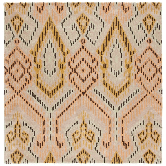 SAFAVIEH Wyndham Donella Abstract Wool Area Rug, Brown/Ivory, 7' x 7' Square
