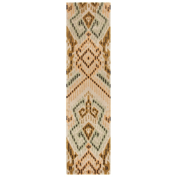 SAFAVIEH Wyndham Donella Geometric Wool Runner Rug, Brown/Ivory, 2'3" x 9'