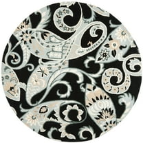 SAFAVIEH Wyndham Dulcibella Floral Wool Area Rug, Black/Multi, 7' x 7' Round