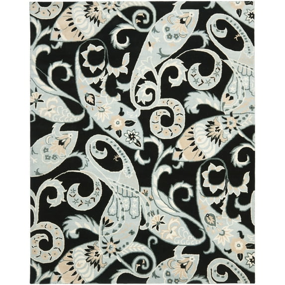 SAFAVIEH Wyndham Dulcibella Floral Wool Area Rug, Black/Multi, 7' x 7' Square