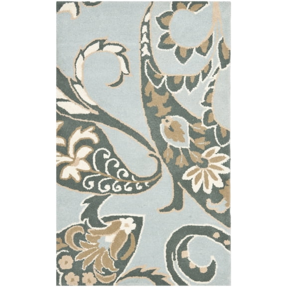 SAFAVIEH Wyndham Dulcibella Floral Wool Area Rug, Blue/Multi, 2'6" x 4'