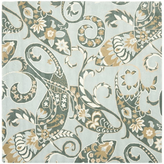 SAFAVIEH Wyndham Dulcibella Floral Wool Area Rug, Blue/Multi, 7' x 7' Square