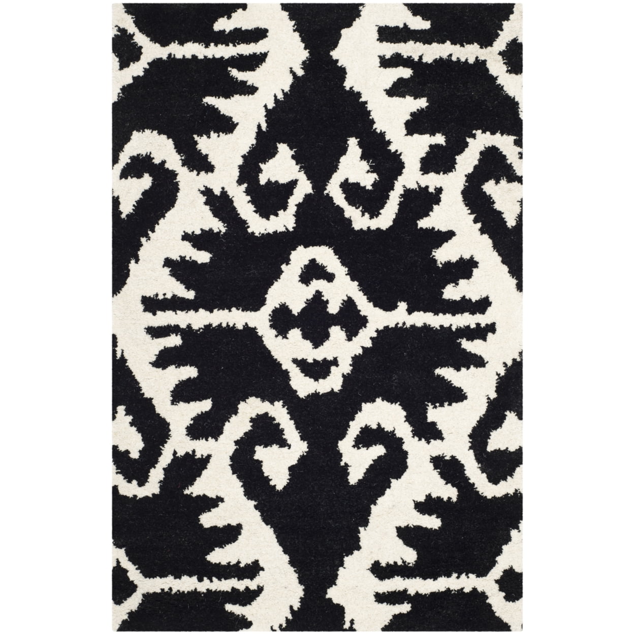 Handmade Black and Ivory Tufted Wool Area Rug