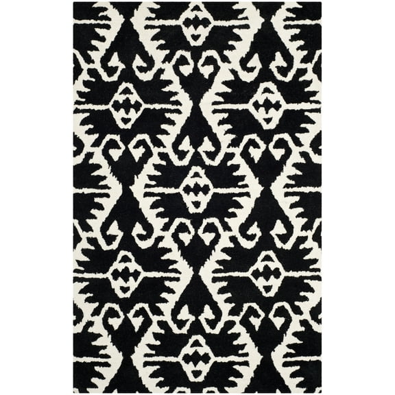 SAFAVIEH Wyndham Dzvonko Southwestern Wool Area Rug, Black/Ivory, 5' x 8'