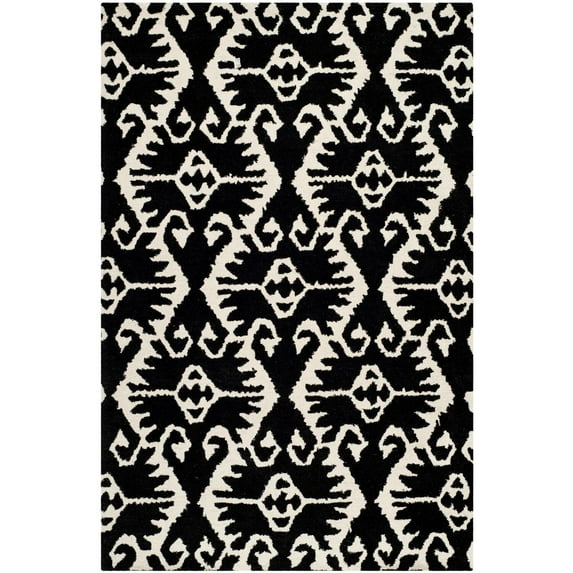 SAFAVIEH Wyndham Dzvonko Southwestern Wool Area Rug, Black/Ivory, 6' x 9'