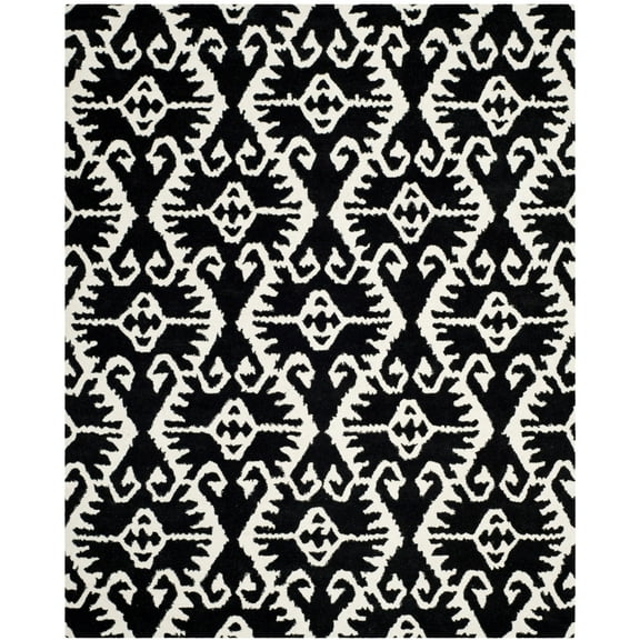 SAFAVIEH Wyndham Dzvonko Southwestern Wool Area Rug, Black/Ivory, 8'9" x 12'