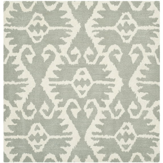 SAFAVIEH Wyndham Dzvonko Southwestern Wool Area Rug, Grey/Ivory, 5' x 5' Square