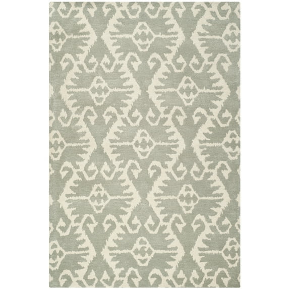 SAFAVIEH Wyndham Dzvonko Southwestern Wool Area Rug, Grey/Ivory, 6' x 9'