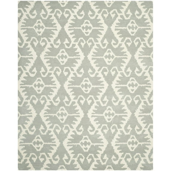 SAFAVIEH Wyndham Dzvonko Southwestern Wool Area Rug, Grey/Ivory, 7' x 7' Square