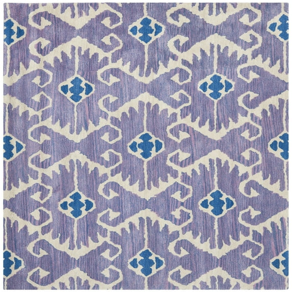 SAFAVIEH Wyndham Dzvonko Southwestern Wool Area Rug, Lavender/Ivory, 5' x 5' Square
