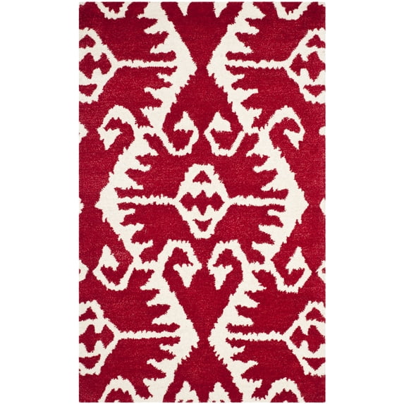 SAFAVIEH Wyndham Dzvonko Southwestern Wool Area Rug, Red/Ivory, 3' x 5'