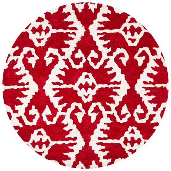 SAFAVIEH Wyndham Dzvonko Southwestern Wool Area Rug, Red/Ivory, 5' x 5' Round