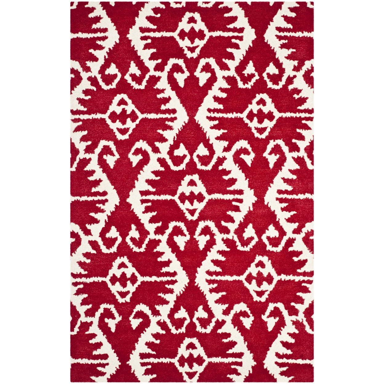 Wyndham Red and Ivory Hand-Tufted Wool Area Rug 5' x 8'