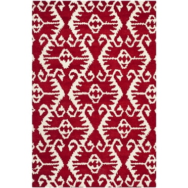 SAFAVIEH Wyndham Dzvonko Southwestern Wool Area Rug, Red/Ivory, 6' x 9'