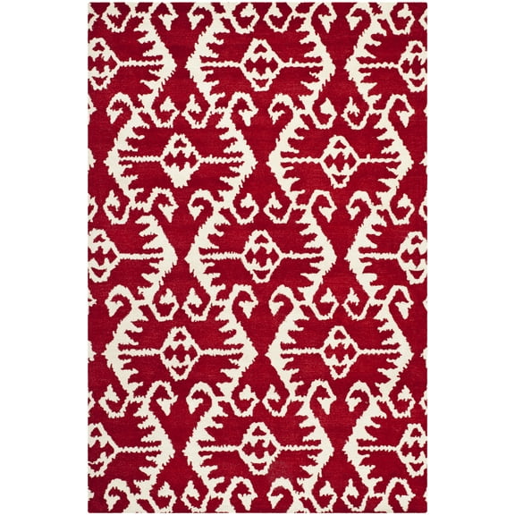 SAFAVIEH Wyndham Dzvonko Southwestern Wool Area Rug, Red/Ivory, 6' x 9'