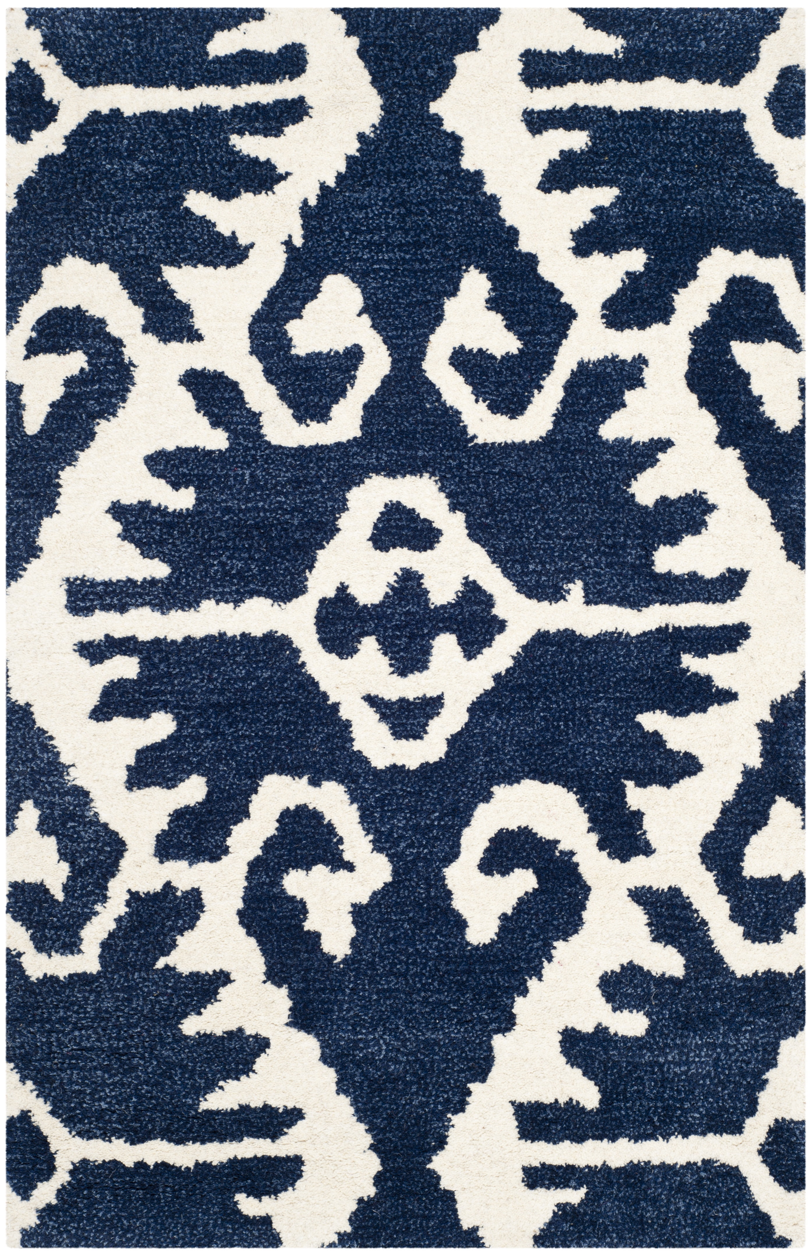 Ivory Square Hand-Tufted Wool Non-Slip Accent Rug 24"