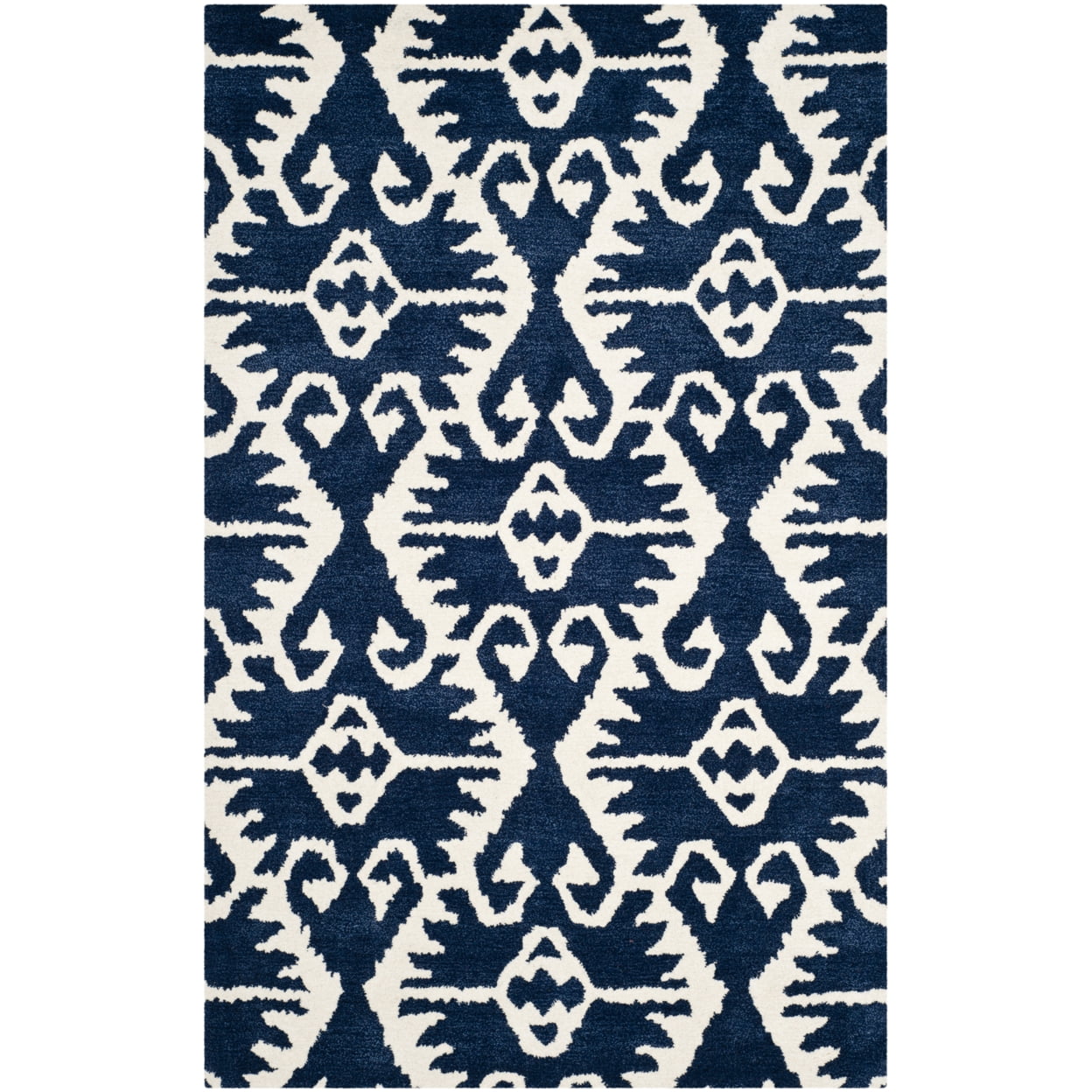 Wyndham Royal Blue and Ivory Wool Tufted Area Rug 4' x 6'