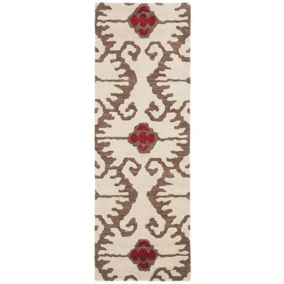 SAFAVIEH Wyndham Dzvonko Southwestern Wool Runner Rug, Ivory/Brown, 2'3" x 11'