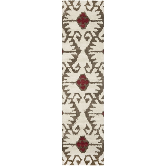 SAFAVIEH Wyndham Dzvonko Southwestern Wool Runner Rug, Ivory/Brown, 2'3" x 9'