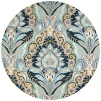SAFAVIEH Wyndham Eglantine Damask Wool Area Rug, Blue/Multi, 7' x 7' Round