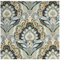 SAFAVIEH Wyndham Eglantine Damask Wool Area Rug, Blue/Multi, 7' x 7' Square