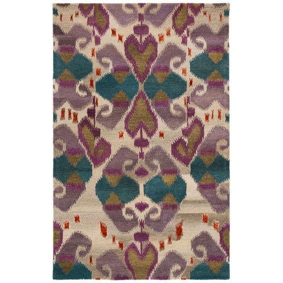 SAFAVIEH Wyndham Ermintrude Abstract Wool Area Rug, Ivory/Multi, 5' x 8'