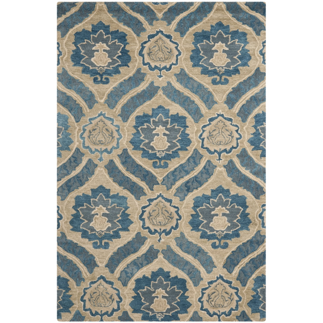 Wyndham Blue and Grey Hand-Tufted Wool Area Rug 4' x 6'